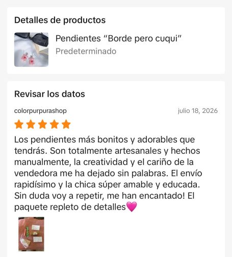 Valoración real realizada en Tiktok