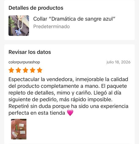 Valoración real realizada en Tiktok